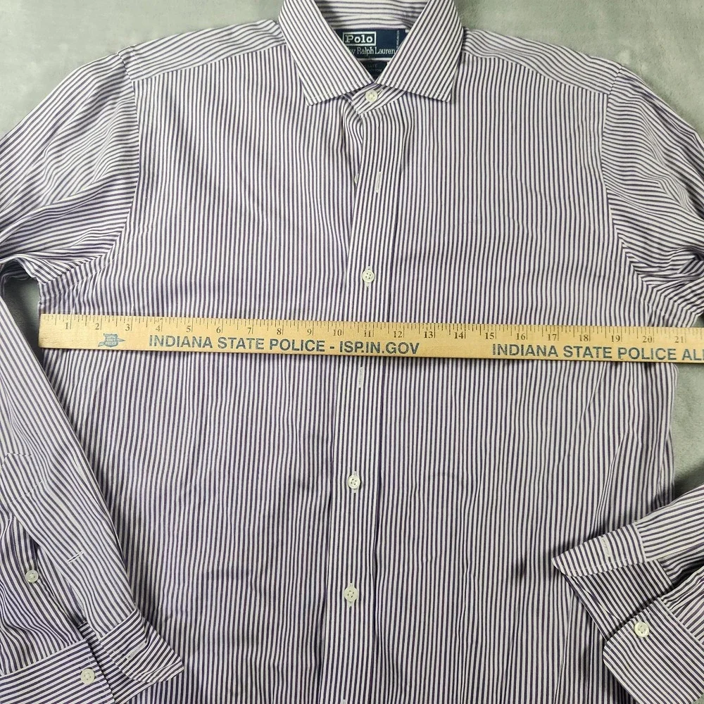 Polo Ralph Lauren Estate shirt Mens 15 32/33 Purple white Stripe‎ Button down